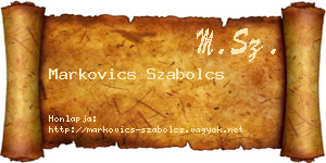 Markovics Szabolcs névjegykártya